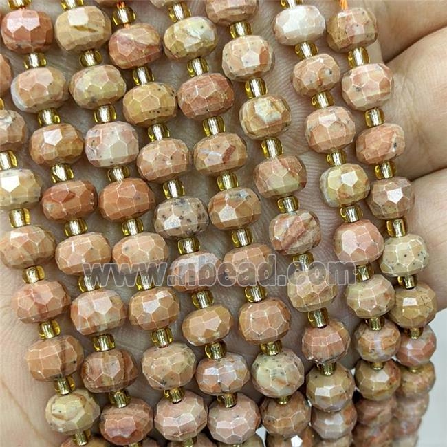 Natural Peach Jasper Beads Faceted Rondelle