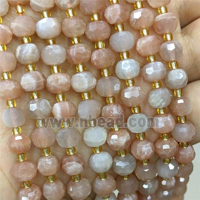 Natural Peach Moonstone Beads Faceted Rondelle