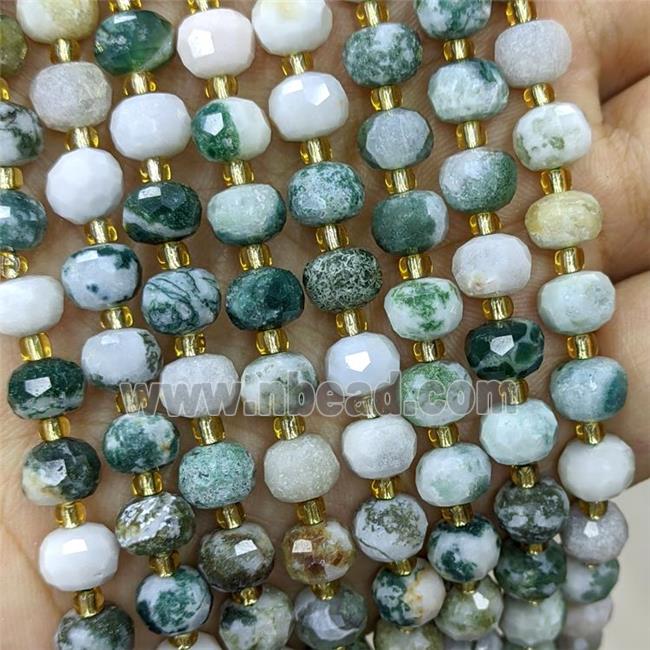 Natural Green Tree Agate Beads Faceted Rondelle