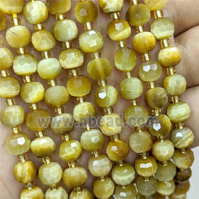 Natural Tiger Eye Stone Beads Faceted Rondelle Golden Dye