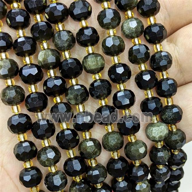 Natural Golden Obsidian Beads Faceted Rondelle