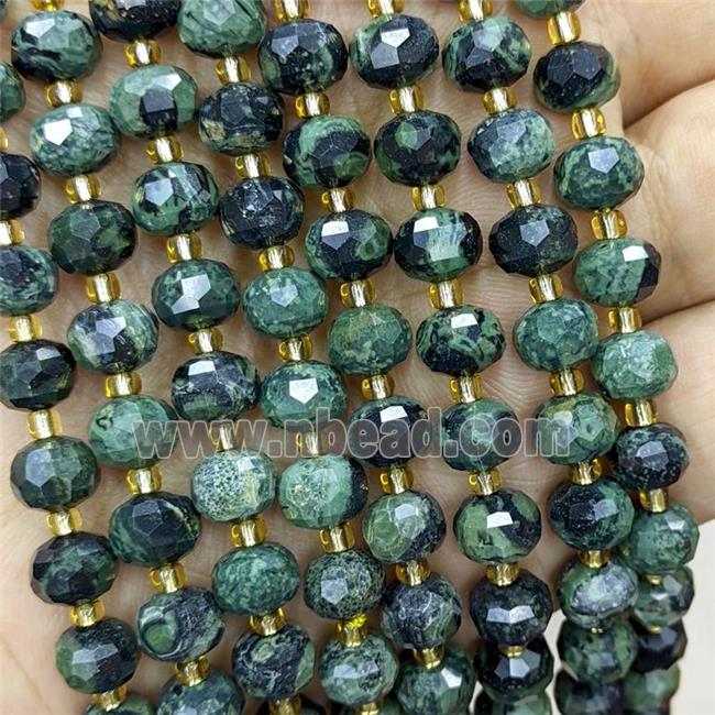 Natural Green Kambaba Jasper Beads Faceted Rondelle