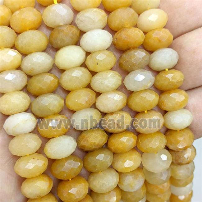 Natural Honey Jade Beads Faceted Rondelle Yellow