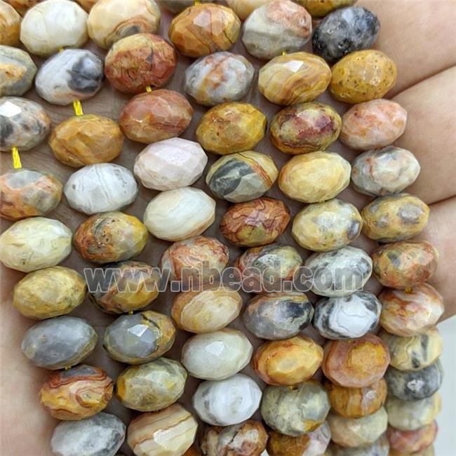 Natural Crazy Lace Agate Beads Faceted Rondelle