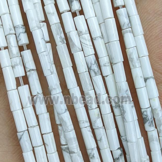 Natural White Howlite Turquoise Tube Beads