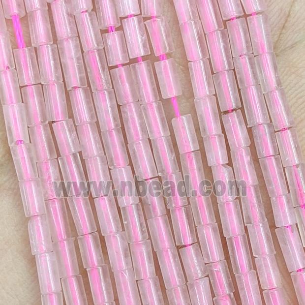 Natural Pink Rose Quartz Tube Beads Tiny