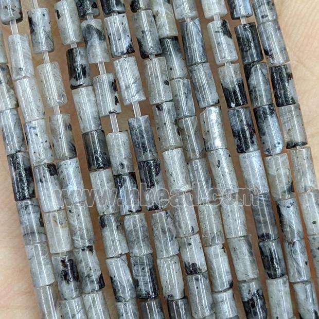 Natural Black Larvikite Tube Beads Labradorite