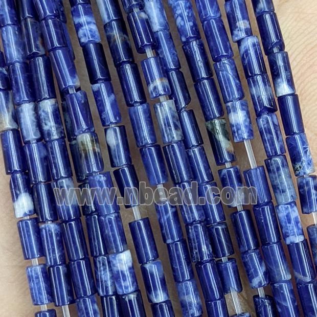 Natural Blue Sodalite Tube Beads