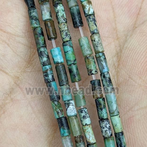 Natural African Turquoise Tube Beads Green