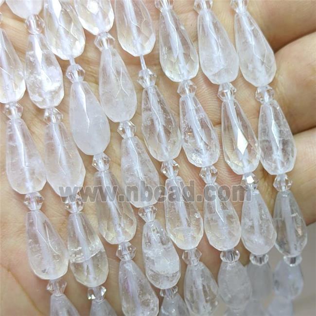 Natural Angola Clear Quartz Beads Faceted Teardrop