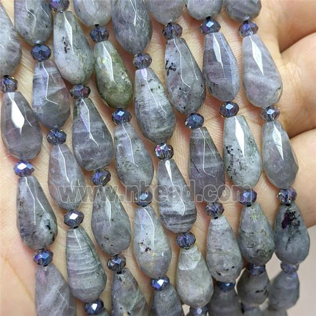 Natural Labradorite Beads Faceted Teardrop