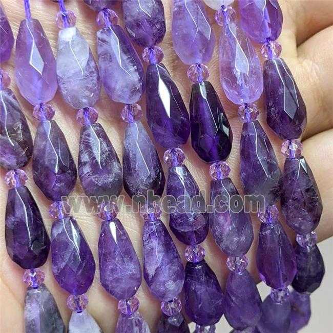 Natural Purple Amethyst Beads Faceted Teardrop