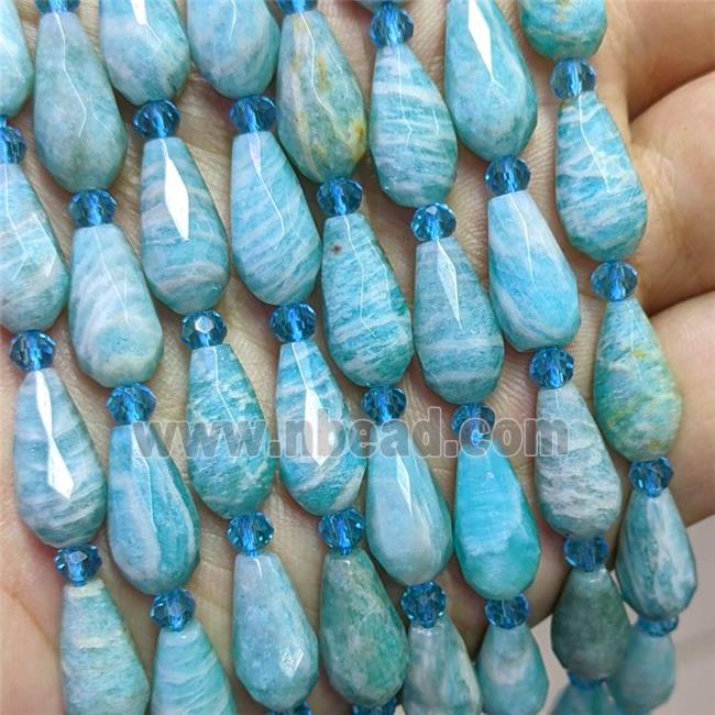 Natural Green Amazonite Beads Faceted Teardrop