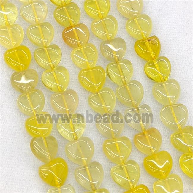 Natural Lemon Quartz Heart Beads Yellow