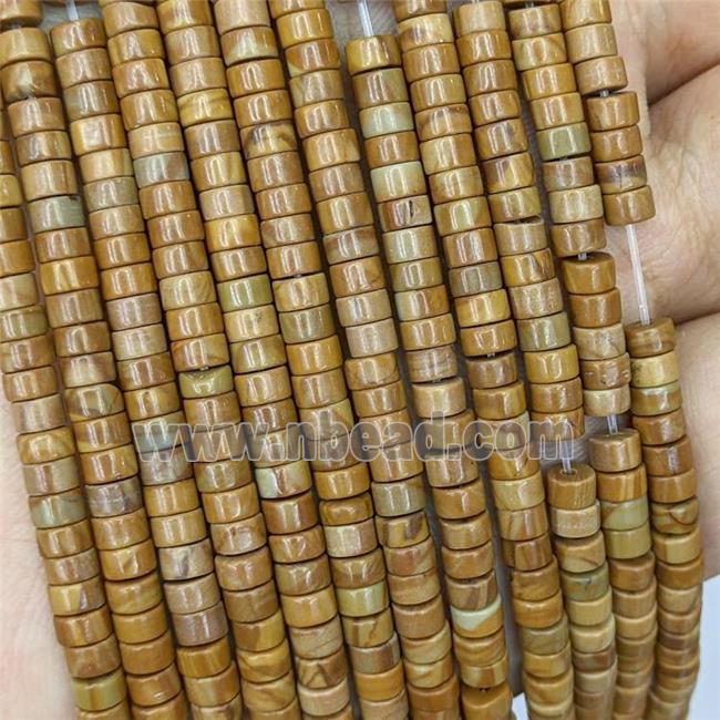 Natural Brown Wood Lace Jasper Heishi Beads