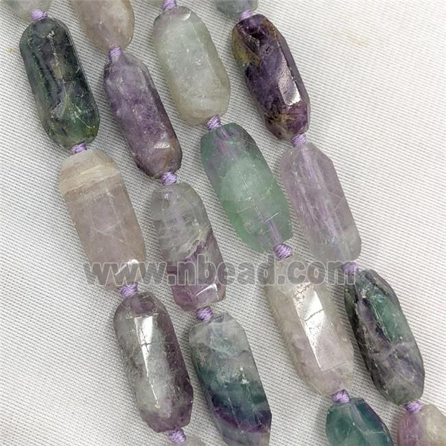 Natural Fluorite Prism Beads Multicolor