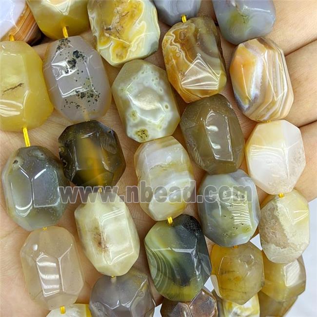 Natural Botswana Agate Column Beads Faceted Yellow