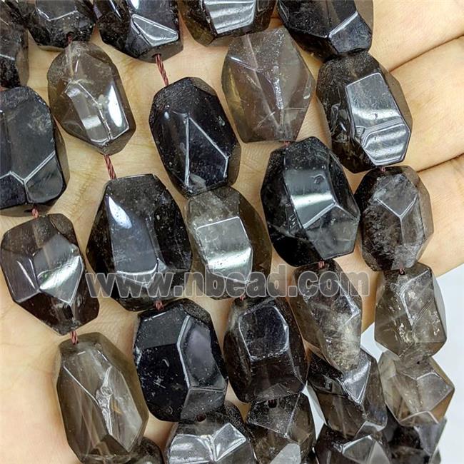 Natural Smoky Quartz Nugget Beads Freeform Faceted