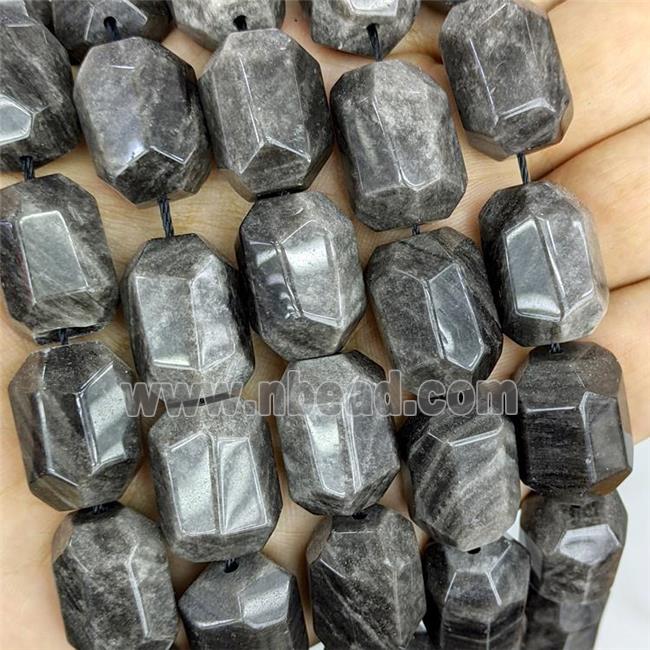 Natural Silver Obsidian Column Beads Faceted