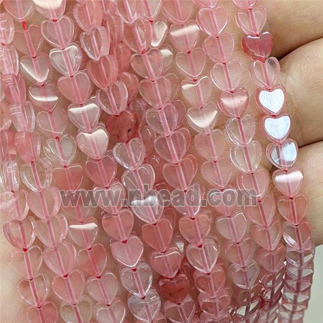 Red Synthetic Quartz Heart Beads