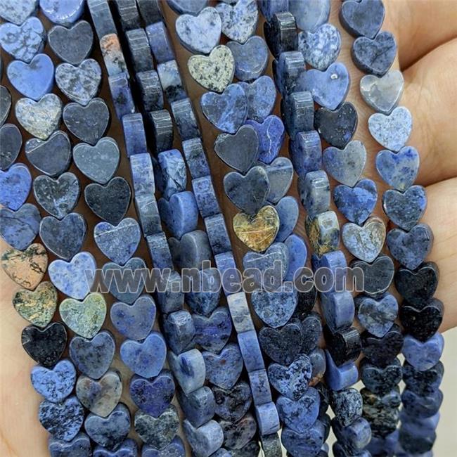 Natural Dumortierite Heart Beads Blue