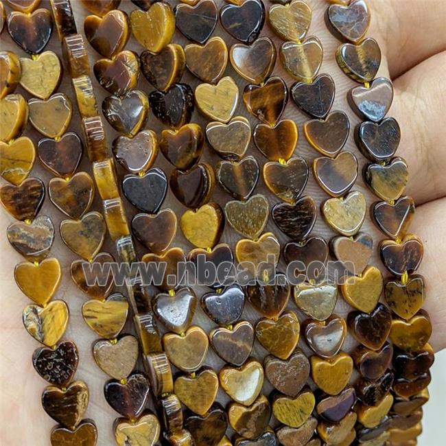 Natural Tiger Eye Stone Heart Beads