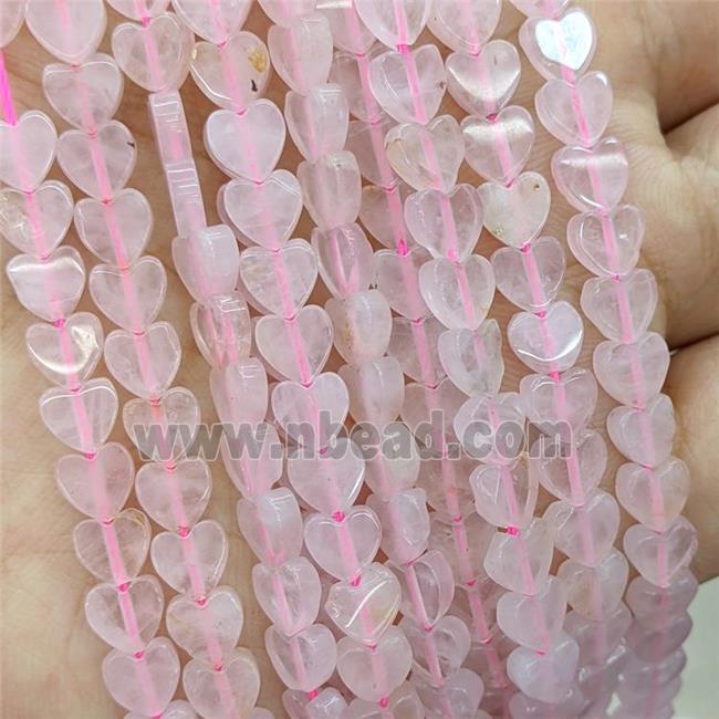 Natural Pink Rose Quartz Heart Beads