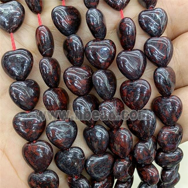 Natural Poppy Jasper Heart Beads