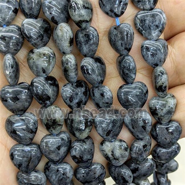 Natural Black Labradorite Heart Beads