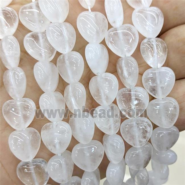 Natural Clear Angola Quartz Heart Beads