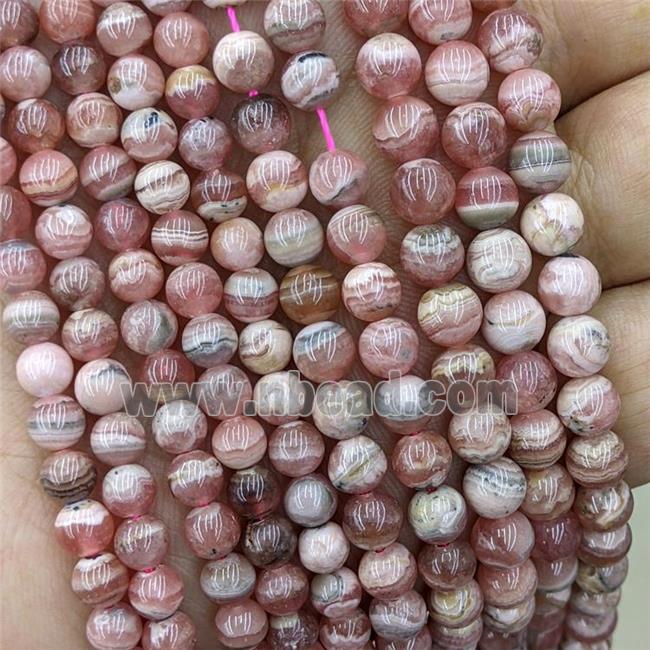 Natural Pink Argentina Rhodochrosite Beads Smooth Round