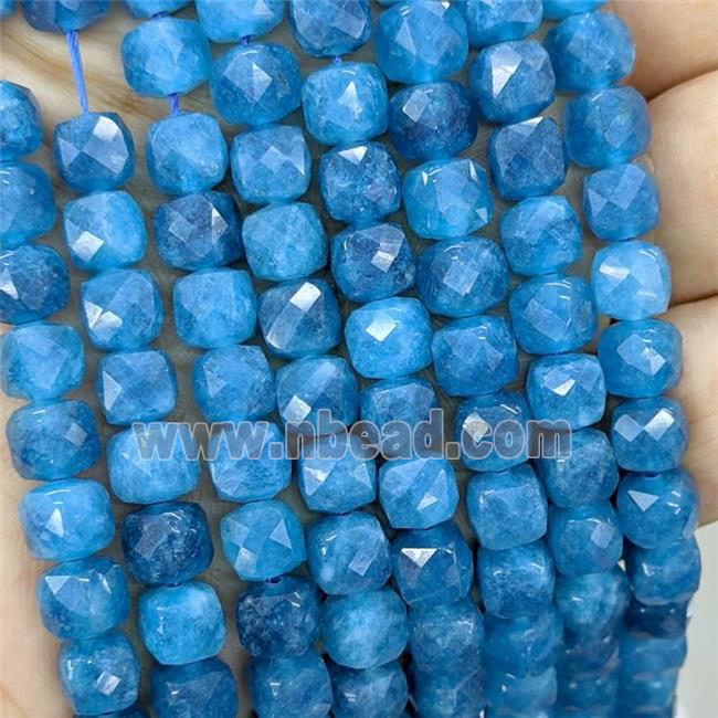 Blue Jade Beads Dye Faceted Cube