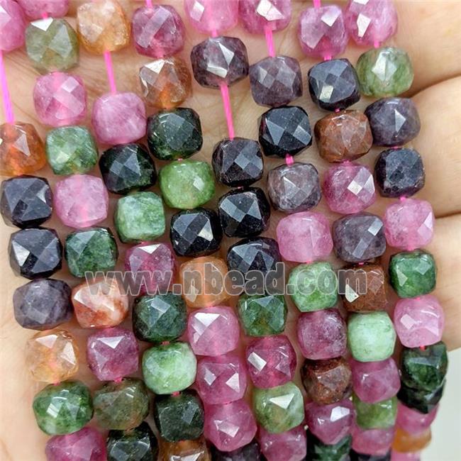 Jade Beads Dye Faceted Cube Mixed Color