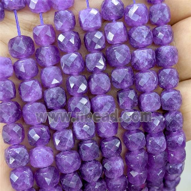 Purple Jade Beads Dye Faceted Cube