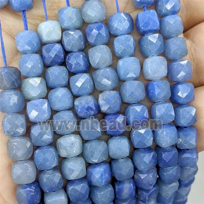 Blue Jade Beads Dye Faceted Cube