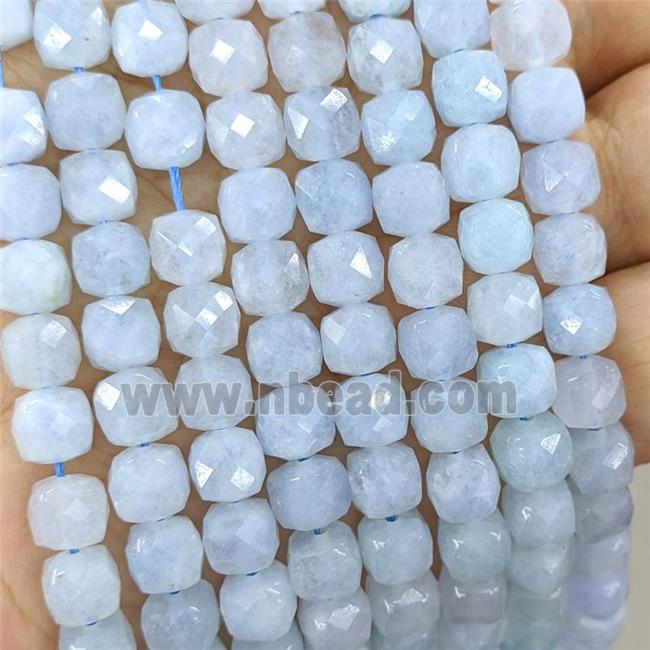 Lt.blue Jade Beads Dye Faceted Cube