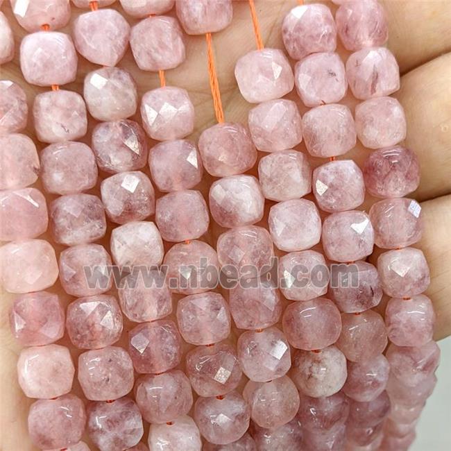 Salmon Jade Beads Dye Faceted Cube