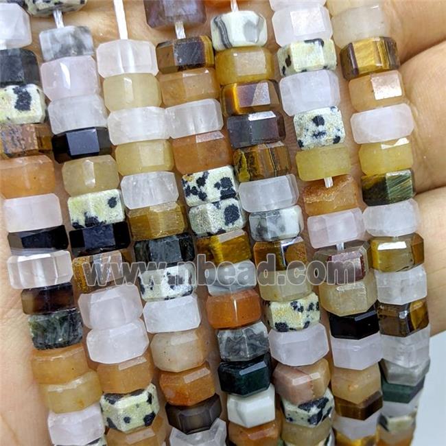 Mixed Gemstone Hexagon Spacer Beads