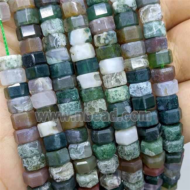 Natural Indian Agate Hexagon Beads Multicolor