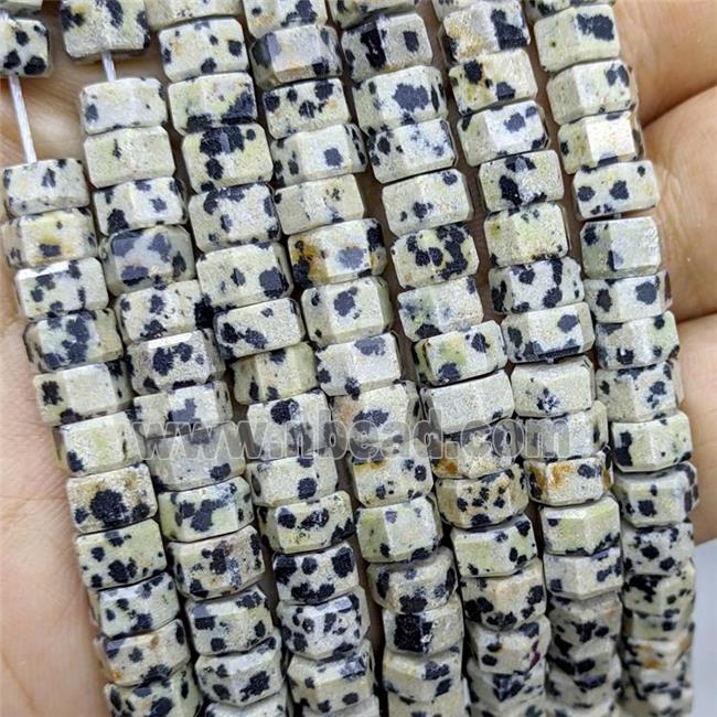 Natural Black Dalmatian Jasper Hexagon Beads