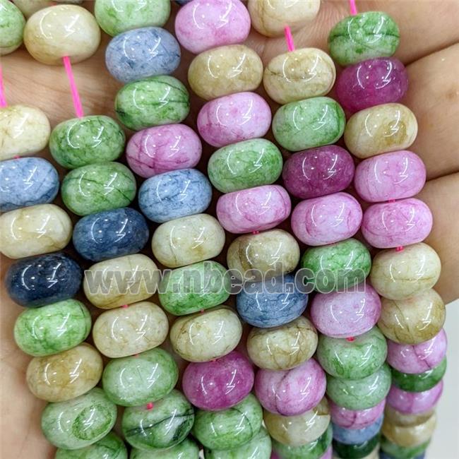 Dye Jade Beads Smooth Rondelle B-Grade Mixed Color