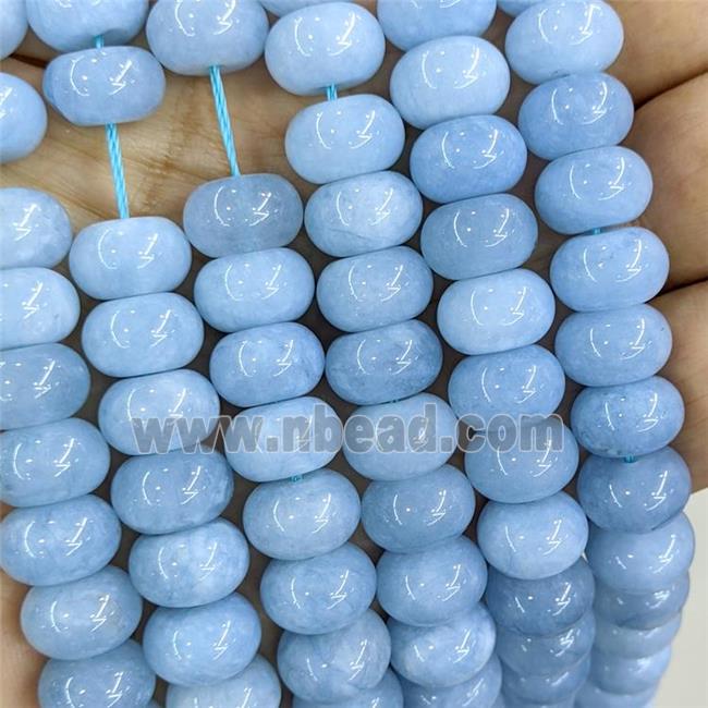 Blue Dye Jade Beads Smooth Rondelle B-Grade