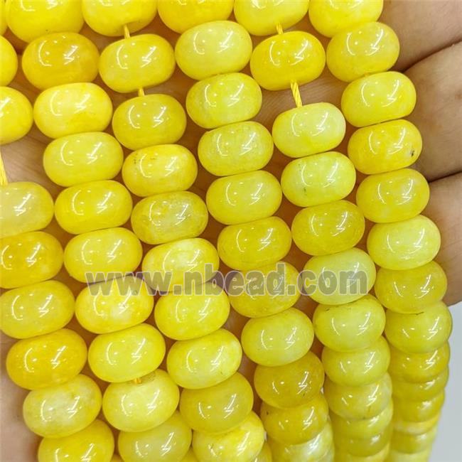 Yellow Dye Jade Beads Smooth Rondelle B-Grade