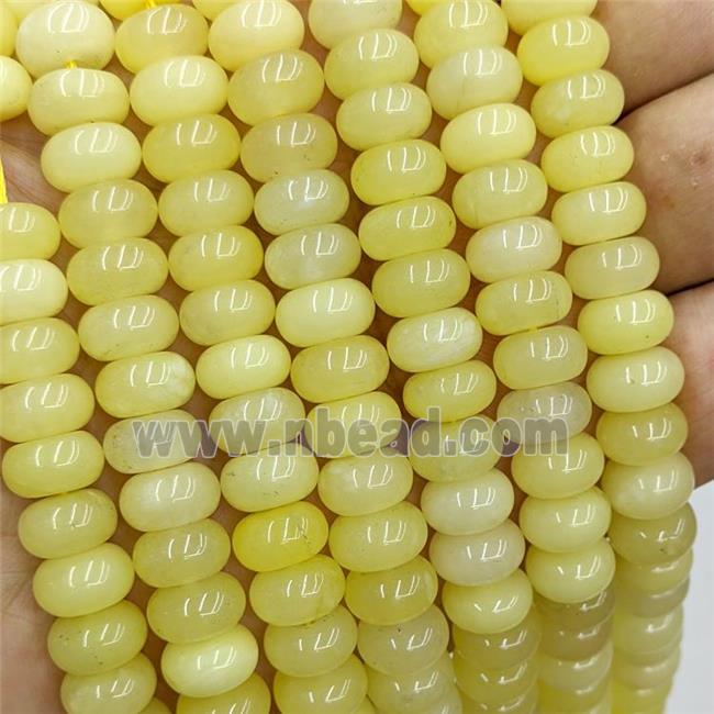 Yellow Dye Jade Beads Smooth Rondelle