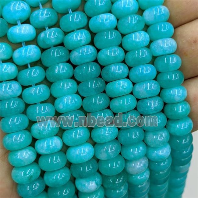 Green Dye Jade Beads Smooth Rondelle