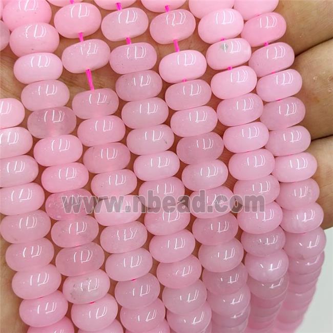 Pink Dye Jade Beads Smooth Rondelle