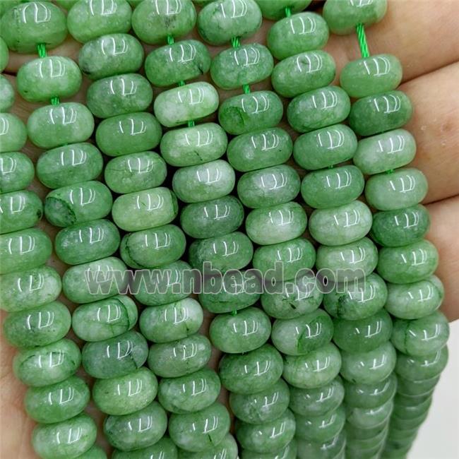 Green Dye Jade Beads Smooth Rondelle