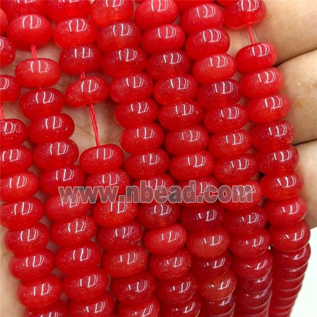 Jade Beads Smooth Rondelle Red Dye