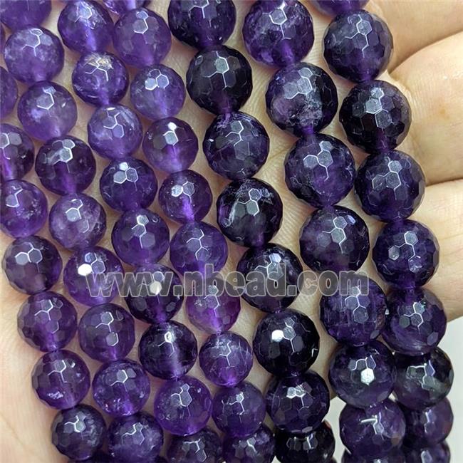 Natural Amethyst Beads Purple Faceted Round