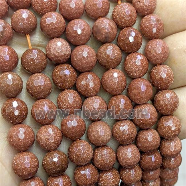 Golden Sandstone Beads Faceted Round